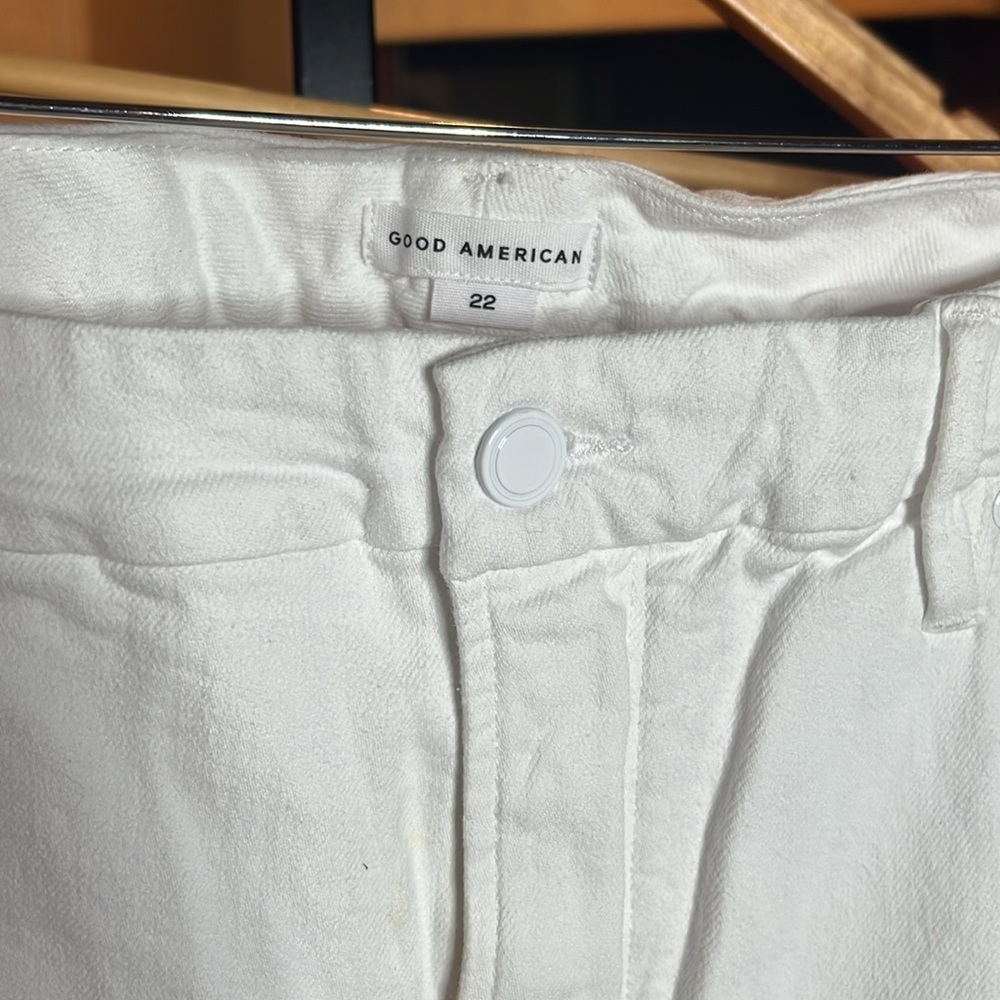 NWT Good American Good Legs Straight White Raw Hem Jeans High Rise Size 22 Plus - Picture 3 of 12
